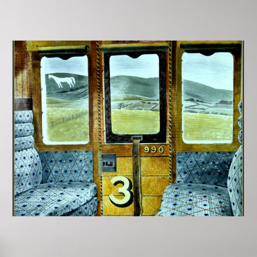 Kunst van Eric Ravilious, Trein Landschap Poster (Voorkant)