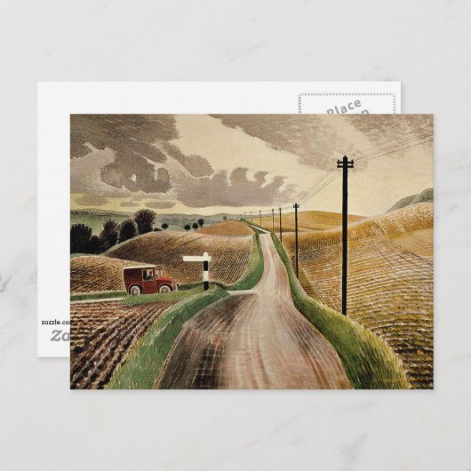 Kunst van Eric Ravilious, Wiltshire Landschap Briefkaart (Voorkant / Achterkant)