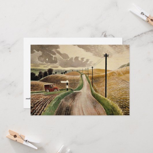 Kunst van Eric Ravilious, Wiltshire Landschap Kaart (Voorkant / Achterkant in situ)