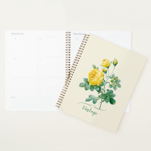 Kunst van gele roos uit het verleden planner (Display)