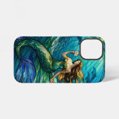 Kunst van Glas-in-Lood Zeemeermin iPhone Hoesje (Achterkant horizontaal)