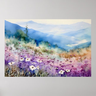 Kunst van het berglandschap van North Carolina Poster