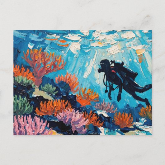 Kunst van het duiken (#2) olieverfschilderij briefkaart (Voorkant)