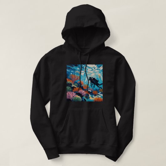 Kunst van het duiken (#2) olieverfschilderij hoodie (Design voorkant)