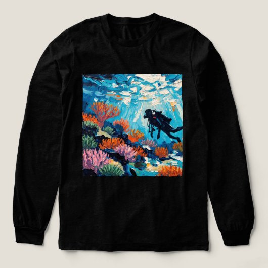 Kunst van het duiken (#2) olieverfschilderij Tri-Blend shirt (Voorkant)