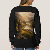 Kunst van het Goede Herder Zonsondergang Landschap Trui (Achterkant)