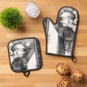 Kunst van het kasteel van het potlood ovenwant & pannenlap set (Top down)