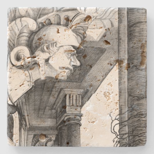 Kunst van het kasteel van het potlood stenen onderzetter (Voorkant)