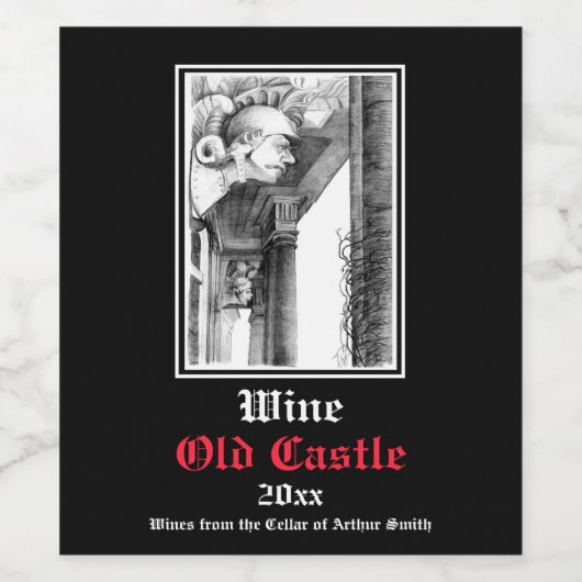 Kunst van het kasteel van het potlood wijn etiket (Enkel label)