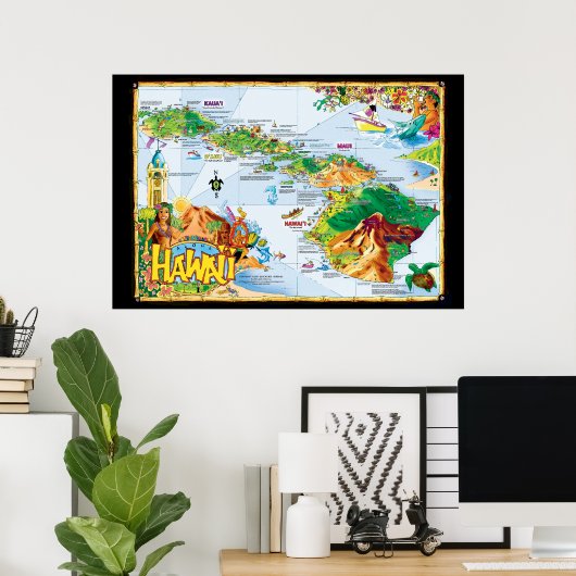 Kunst van het Poster van Hawaiian Island - All Isl (Thuiskantoor)