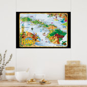 Kunst van het Poster van Hawaiian Island - All Isl (Keuken)