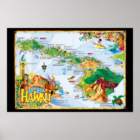 Kunst van het Poster van Hawaiian Island - All Isl (Voorkant)