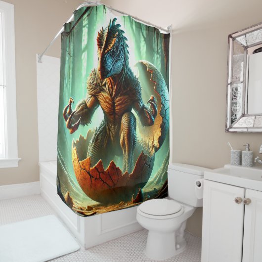 kunst van het uitkomen van dinosaurussen douchegordijn (In situ)