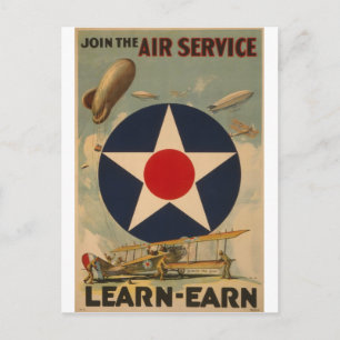 kunst van het vliegtuig met Biplane Blimp Briefkaart