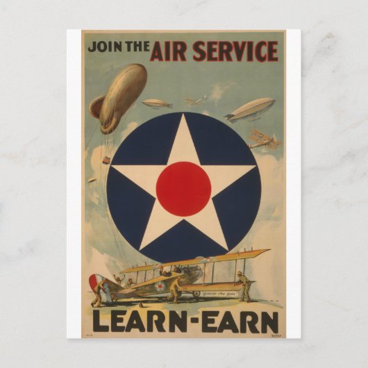 kunst van het vliegtuig met Biplane Blimp Briefkaart (Voorkant)