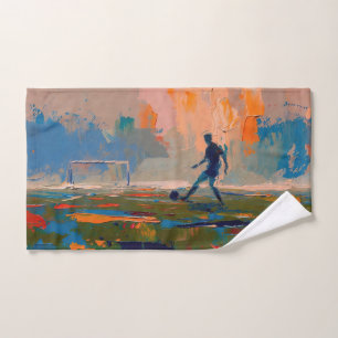 "Kunst van het voetbal" (Stijl 1) Olie Schilderij Handdoek