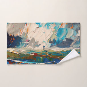"Kunst van het voetbal" (Stijl 2) Olie Schilderij Handdoek
