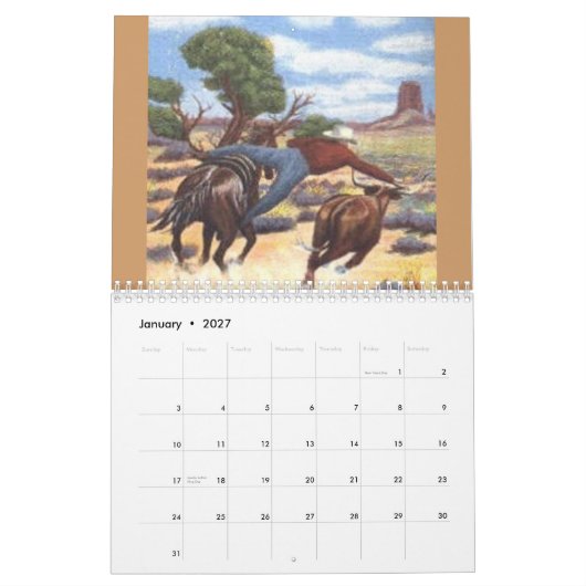 Kunst van het Wilde Westen Kalender (Jan 2027)