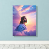 Kunst van Jezus aan de hemel | God Stretched Canva Canvas Afdruk (Insitu (Houten vloer))