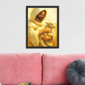 Kunst van Jezus Herder met Lam Canvas Afdruk (Insitu (Woonkamer))