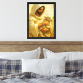 Kunst van Jezus Herder met Lam Canvas Afdruk (Insitu (Slaapkamer))
