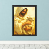 Kunst van Jezus Herder met Lam Canvas Afdruk (Insitu (Houten vloer))