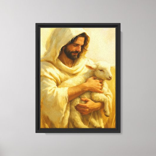 Kunst van Jezus Herder met Lam Canvas Afdruk (Voorkant)