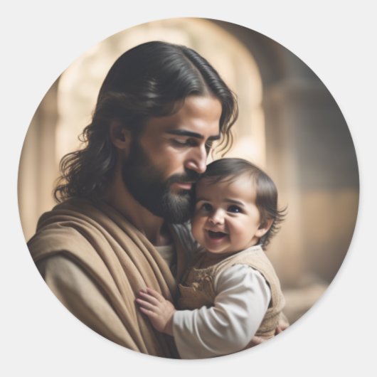 Kunst van Jezus Ronde Sticker (Voorkant)