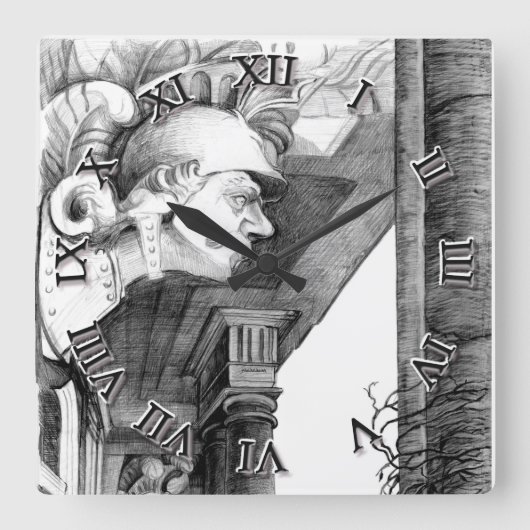 Kunst van   kasteelPotcil  Vierkante Klok (Voorkant)