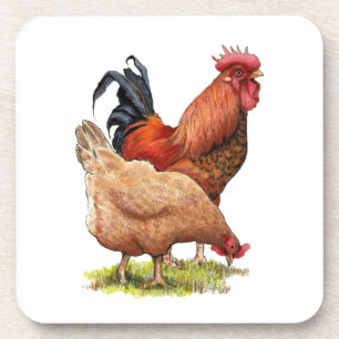 Kunst van kip en haan, Pluimvee, Boerderijdieren Bier Onderzetter