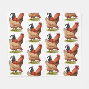 Kunst van kip en haan, Pluimvee, Boerderijdieren Fleece Deken