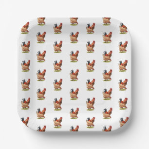 Kunst van kip en haan, Pluimvee, Boerderijdieren Papieren Bordje
