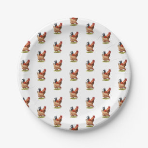 Kunst van kip en haan, Pluimvee, Boerderijdieren Papieren Bordje