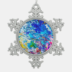 Kunst van kleurenpalet tin sneeuwvlok ornament