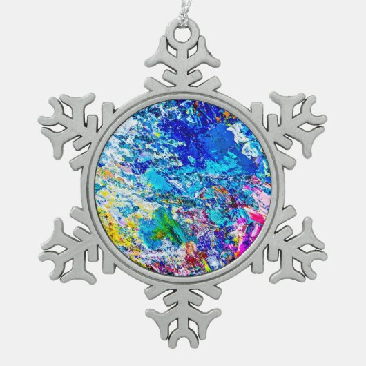 Kunst van kleurenpalet tin sneeuwvlok ornament (Voorkant)