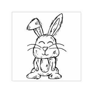 Kunst van Konijn Cartoon Karakter Schattig Konijnt Zelfinktende Stempel