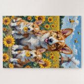 Kunst van Kortharige Sunflower Veld Legpuzzel (Horizontaal)