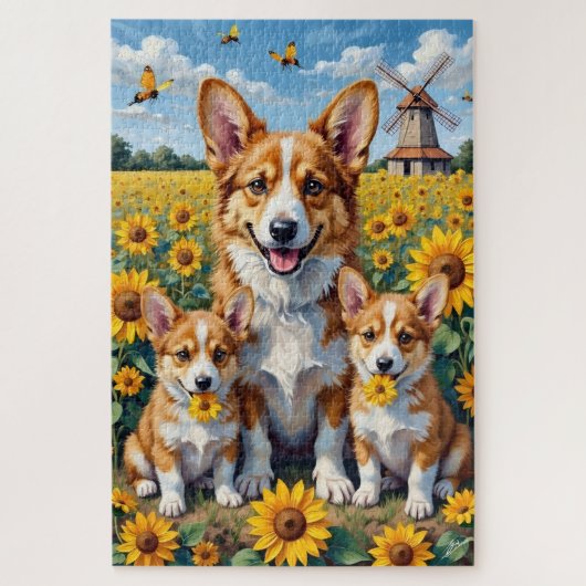 Kunst van Kortharige Sunflower Veld Legpuzzel (Verticaal)