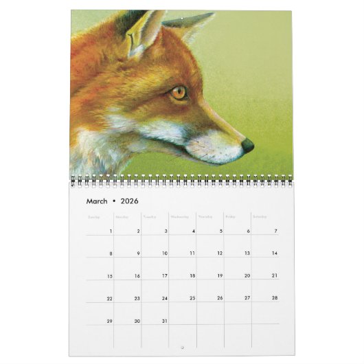 Kunst van kunstenaar Sarah Trett flower en dier Kalender (Mar 2026)