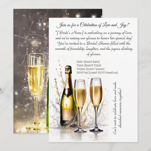 Kunst van Lichte Tekening Champagne Vrijgezellenfe Kaart (Voorkant / Achterkant)