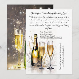 Kunst van Lichte Tekening Champagne Vrijgezellenfe Kaart