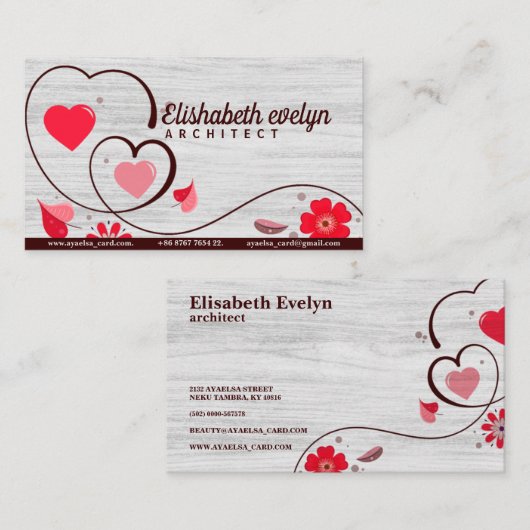 Kunst van liefde koppel met bloemen en bladeren visitekaartje (Voorkant / Achterkant)