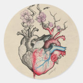 Kunst van liefde Surrealistische anatomische harte Ronde Sticker (Voorkant)