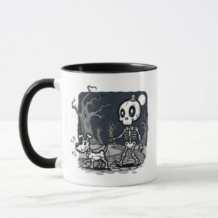 Kunst van Lopende Hondenskelet voor Halloween Mok
