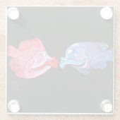 Kunst van Mike Quinn "Kissende Fish" Glazen Onderzetter (Achterkant)