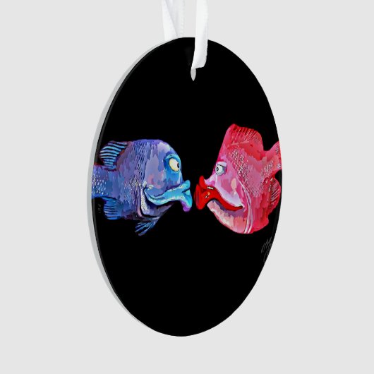 Kunst van Mike Quinn "Kissende Fish" Ornament (voorkant)