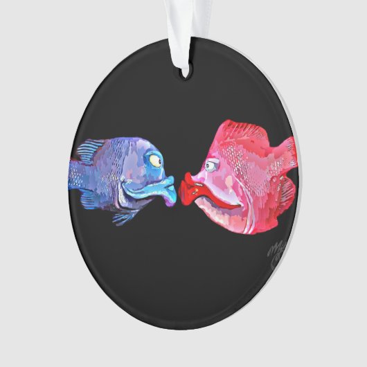 Kunst van Mike Quinn "Kissende Fish" Ornament (voorkant)