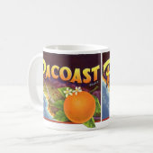 Kunst van oud fruitkistlabel, Pacoast Sinaasappels Koffiemok (Voorkant links)