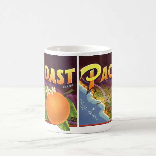 Kunst van oud fruitkistlabel, Pacoast Sinaasappels Koffiemok (Center)