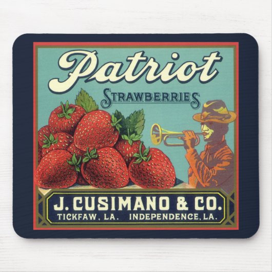 Kunst van oud fruitkistlabel Patriot Aardbeien Muismat (Voorkant)